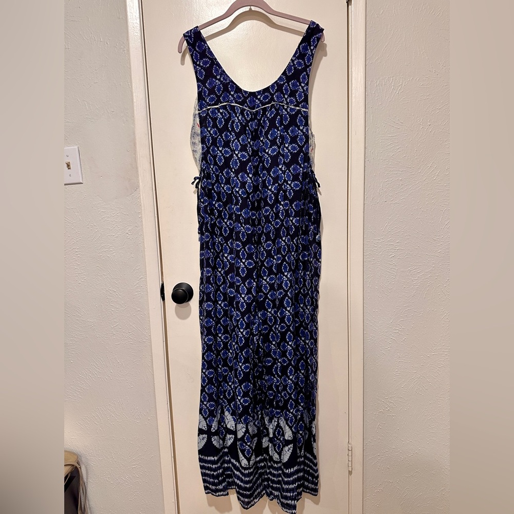 Anthropologie Navy and White Geometric Jumpsuit